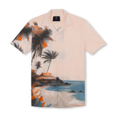Chemise à manches courtes avec col camp et imprimé Match